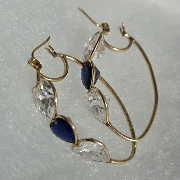 Zales Gold and Blue Heart Earrings - Picture 3 of 8